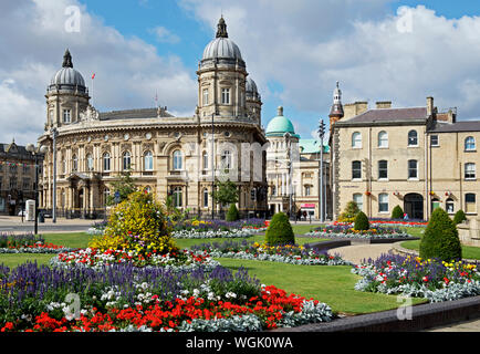 Queens Gardens, Maritime Museum und Rathaus, im Zentrum von Hull, East Yorkshire, England, Großbritannien Stockfoto