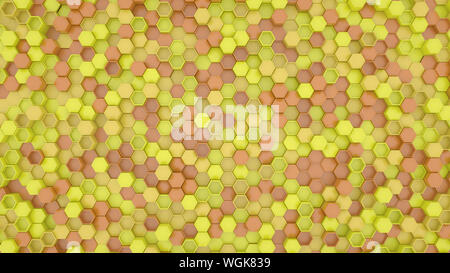 Abstrakte Hexagon Wabe Hintergrund, moderner Stil, Gelb, Orange - 3D-Darstellung Stockfoto