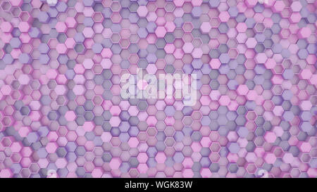 Abstrakte Hexagon Wabe Hintergrund, moderner Stil, Lila, Pink, 3-D-Darstellung Stockfoto