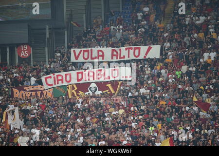 Rom, Italien. 01 Sep, 2019. Rom, Italien, 1. September 2019: in der Serie A Fußball Spiel Derby zwischen SS Lazio und AS Roma, im Olympiastadion in Rom. Credit: Unabhängige Fotoagentur/Alamy leben Nachrichten Stockfoto