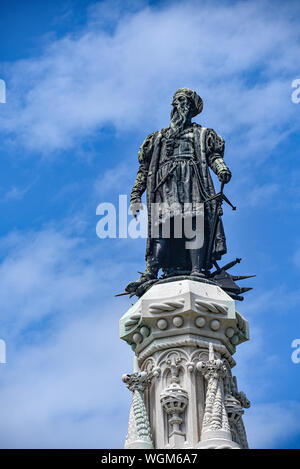 Lissabon, Portugal - 26. Juli 2019: Statue in der Afonso de Albuquerque Garten, Belem Stockfoto