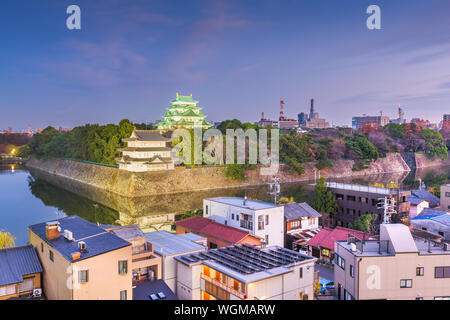 Nagoya, Japan Stadtbild und Burg. Stockfoto