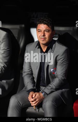 Buenos Aires, Argentinien - September 01, 2019: Marcelo Gallardo im gleichen Fluss - Boca in der monumentalen Stadion in Buenos Aires, Argentinien Stockfoto
