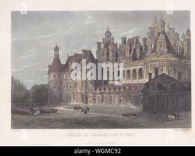 Buchen Sie Platte/Drucken von "Chateau de Chambord Loir Et Cher". Frankreich. In einem Palast aus dem 16. Jahrhundert von Francois I. Stockfoto