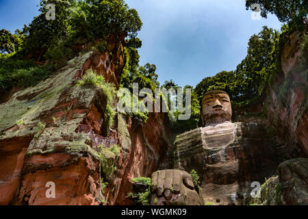 Die riesigen Leshan Buddha in der Nähe von Chengdu, China Stockfoto