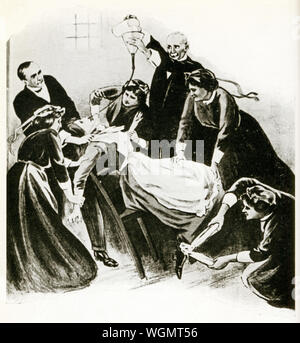 Kraft Fütterung von Frauenrechtlerinnen im Gefängnis, 1908 Abbildung aus der Wspu der unmenschlichen Behandlung von Frauen protestieren für das Wahlrecht verhaftet Stockfoto