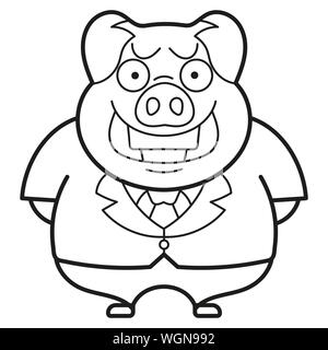 Färbung Cute Cartoon Schwein. Vector Illustration auf weißem Hintergrund Stock Vektor