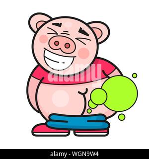 Lustige Schwein lacht über einen guten Witz Vector Illustration Stock Vektor