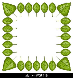 Grüne aspen Blätter in Form einer quadratischen Rahmen. Die Abbildung auf das Thema - Goldener Herbst ist gekommen. Fallende Blätter. Einrichtung, Design, Kunst, Zeichnung, Vektor Stock Vektor