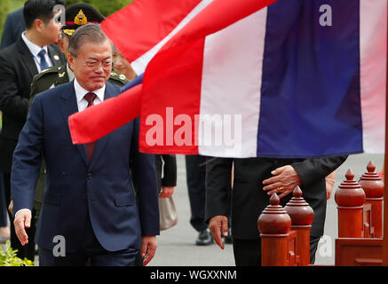 Bangkok, Thailand. 02 Sep, 2019. Südkoreanischen Präsidenten Moon Jae-in kommt für eine einladende Zeremonie an die Regierung in Bangkok. Credit: SOPA Images Limited/Alamy leben Nachrichten Stockfoto