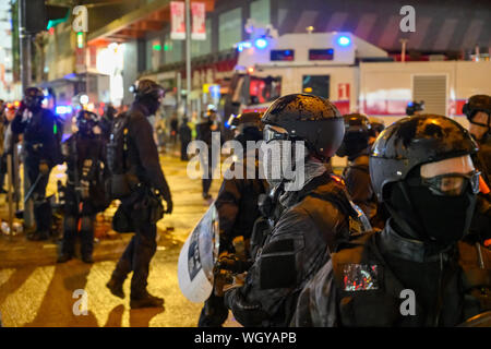 Hong Kong - 31 August, 2019: Protest gegen die Auslieferung in Hong Kong in ein anderes Polizei Konflikt gedreht. Stockfoto