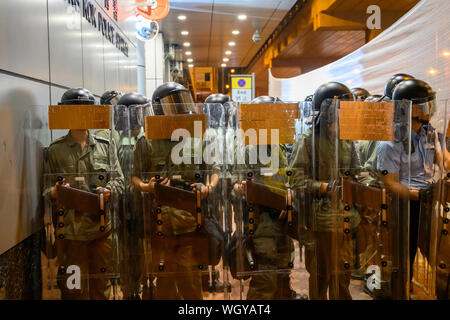 Hong Kong - 31 August, 2019: Protest gegen die Auslieferung in Hong Kong in ein anderes Polizei Konflikt gedreht. Stockfoto