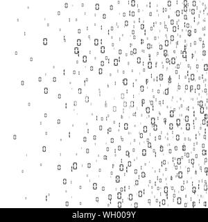 Digitalen Datenstrom-Codierung. Zufällige binäre Zahlen. Matrix Hintergrund. Vector Illustration auf weißem Hintergrund Stock Vektor