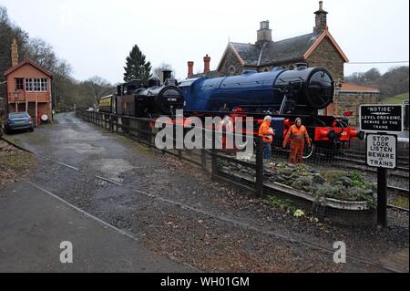 Personal Rangierlokomotiven einschließlich longmoor militärischen Eisenbahn 2-10-0" Gordon' an Highley, Severn Valley Railway, Shropshire Stockfoto