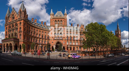 St. Pancras Bahnhofsgebäude und St. Pancras Renaissance Hotel, London Stockfoto