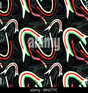 Linien und Pfeile auf einem schwarzen Hintergrund Graffiti nahtlose Hintergrund Stock Vektor