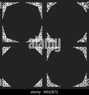 Gebogene Stein Mosaik Seite Ecke Design Set - vektor design elemente Stock Vektor