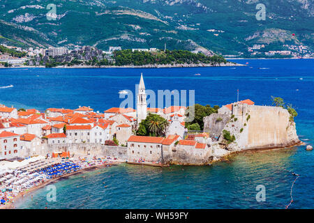 Budva, Montenegro. Blick der alten Stadt. Stockfoto