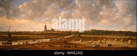 Den Haag, Niederlande - 2019.08.07: Panoramablick auf Den Haag (ca 1650/1651 Gemälde von Jan van Goyen an haags historisch museum) Stockfoto