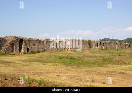 Die alten Mauern des Römischen Reiches Stadt Nikopolis in der Nähe der Stadt Preveza in Epirus, Griechenland Stockfoto