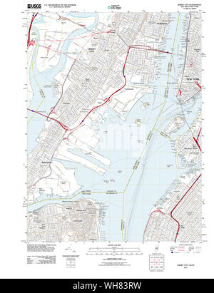 USGS TOPO Karte New-Jersey NJ Jersey City 20110609 TM Wiederherstellung Stockfoto