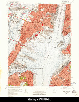USGS TOPO Karte New-Jersey NJ Jersey City 254501 1955 24000 Wiederherstellung Stockfoto
