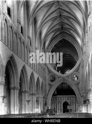 Gewölbte Decke von Wells Cathedral, Somerset. Stockfoto