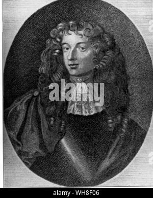 Graf Johannes von Rochester von Sir Peter Lely (1618-1680), Porträtmaler und die wichtigsten Maler Charles II. John Wilmot, zweite Earl of Rochester (1647-1680), war ein englischer Höfling und Dichter. Lord Rochester Monkey von Graham Greene, Seite 209. Stockfoto