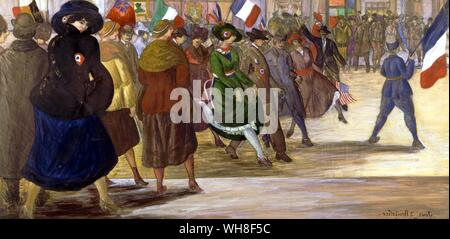 Weltkrieg ein. Armistice Day 11. November 1918, Paris, von Gaspard Maillol (1861-1944). Der Große Krieg, von Correlli Barnett, Seite 156. Stockfoto