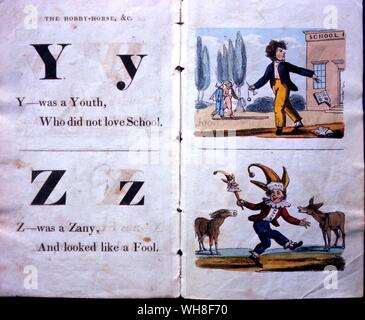 Das Kind das Alphabet 1820 aus der Welt des Charles Dickens durch Angus Wilson, Seite 25. Charles John Huffam Dickens (1812-1870), englischer Schriftsteller. . Stockfoto