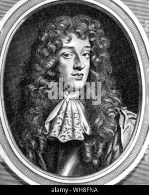 John Wilmot, zweite Earl of Rochester (1647-1680), ein englischer Höfling und Dichter. Von Lord Rochester Monkey von Graham Greene, Seite 209. Stockfoto