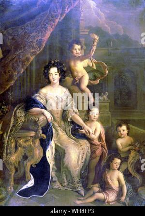 Madame de Montespan (1641-1707) und ihre Kinder nach Pierre Mignard (1610-1695). Musée de Versailles Versailles (Museum). Der Sonnenkönig von Nancy Mitford, Seite 49. Stockfoto