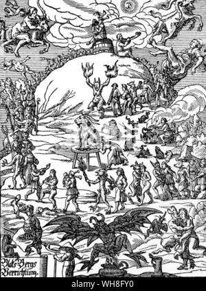 Walpurgisnacht auf dem Bloacksberg 1669. In Deutschland, Walpurgisnacht, in der Nacht von 30. April bis 1. Mai ist die Nacht, in der angeblich die Hexen eine große Feier auf dem Blocksberg halten und erwarten die Ankunft des Frühlings. Die Walpurgisnacht ist ein Feiertag gefeiert wird am 30. April bzw. 1. Mai, in Finnland, Schweden, Estland, Lettland und Deutschland. Das Festival ist benannt nach der Heiligen Walburga. In Wessex in 710 geboren, St. Walburga war eine Nichte des Hl. Bonifatius und der Legende nach, eine Tochter der Sächsischen Prinzen Saint Richard. Auf Flügeln des Gesangs von Wilfred stumpfen Seite 77. Stockfoto