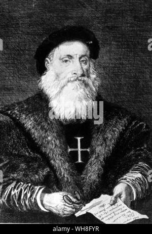 Vasco da Gama (1469-1524) war ein portugiesischer Seefahrer und Entdecker, einer der erfolgreichsten in der Europäischen Zeitalter der Entdeckungen, und die erste Person, die direkt von Europa bis nach Indien segeln. Im Jahr 1498 machte er die erste Reise von Westeuropa rund um Afrika im Osten. . . . . Stockfoto