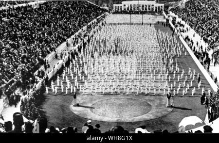 Die griechischen Jungen im Olympiastadion, Gymnastik Anzeige 1906.. . . Stockfoto