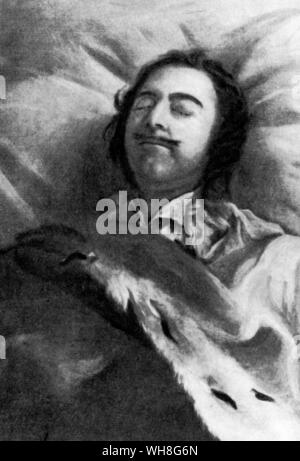 Großherzog Peter III, (Peter der Große), auf dem Sterbebett 1725. Großherzog Peter Fedorovich (1728-1762), wurde Peter III., Kaiser von Rußland, 1762. Stockfoto