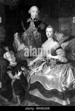 Peter III. als Thronfolger, bemalt mit Frau Katharina und Paul. Großherzog Peter Fedorovich (1728-1762), wurde Peter III., Kaiser von Rußland, 1762. Die romanows durch Virginia Cowles, Seite 82. Stockfoto