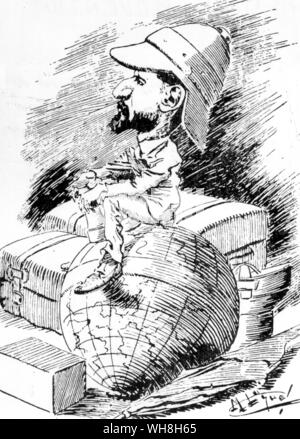 Karikatur von de Brazza. Pierre Paul François Camille de Savorgnan Brazza (1852-1905) war ein Explorer italienischer Nationalität. Er öffnete für Frankreich Eintrag am rechten Ufer des Kongo, die schließlich für die französischen Kolonien in Westafrika geführt. Die African Adventure - eine Geschichte von Afrikas Entdecker von Timothy Severin, Seite 273. Stockfoto