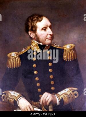 Robert FitzRoy (1805-1865), der nach seiner Beförderung zum Vizeadmiral, von Francis Lane. Von Darwin und der Beagle von Alan Moorhead, Seite 24. FitzRoy erzielt dauerhaften Ruhm als der Kapitän der HMS Beagle und als wegweisende Meteorologe, die Wettervorhersagen erfunden, als auch in der Lage, Surveyor und hydrographer sowie Gouverneur von Neuseeland. Stockfoto