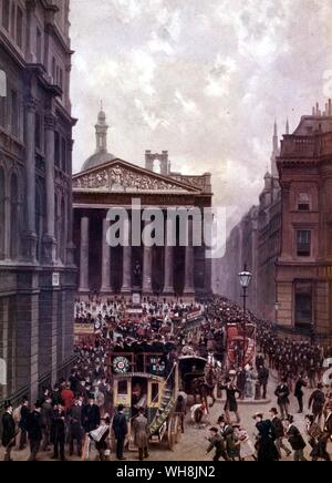 Royal Exchange Straßenszene in der rush hour 1898 Stockfoto