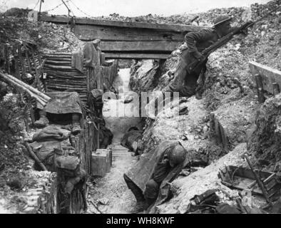 Schlacht an der Somme Front Ovillers Juli 1916. Britische Schützengräben an der Somme Stockfoto