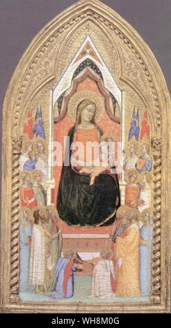 Daddi Giotto Madonna mit Kind und Heiligen und Engel Stockfoto