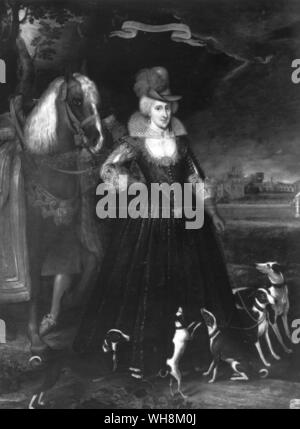 Anna von Dänemark mit ihren Hunden sie liebte so gut. Königin zu James ich geboren 1574 verheiratet 1589 starb 1619 Stockfoto