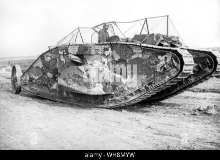 Eine Markierung ich Tank gehen in die Schlacht an der Somme September 1916 Flers und Courcelette erfassen. Stockfoto