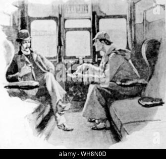 Krimi Sherlock Holmes und Dr. Watson, Illustration von Sidney Paget aus The Strand Magazine, in denen die Geschichten erschienen zuerst Stockfoto