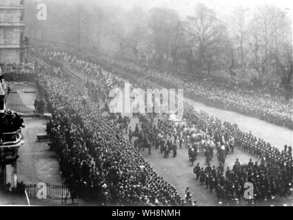 Trauerzug von Queen Victoria, London auf den Weg nach Windsor vom 2. Februar 1901 hinter dem Sarg stieg der neue König Edward VII. und seinem Neffen, der Kaiser Stockfoto