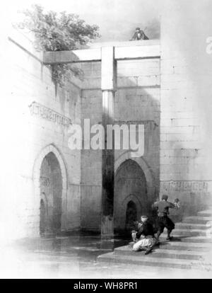 Die nilometer in Assuan. Von David Roberts Ägypten und Nubien Stockfoto