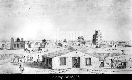 Sennar im Jahr 1821. Aus einer Zeichnung von Linant de Bellefonds Stockfoto