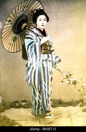 Japanische Frau mit Sonnenschirm. 1900. Stockfoto