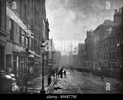 Glasgow 1860. High Street von der Hochschule öffnen Stockfoto